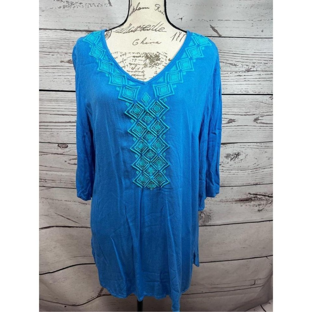 Lilly Pulitzer for Target Blue Embroidered Tunic Top Cover Up XL